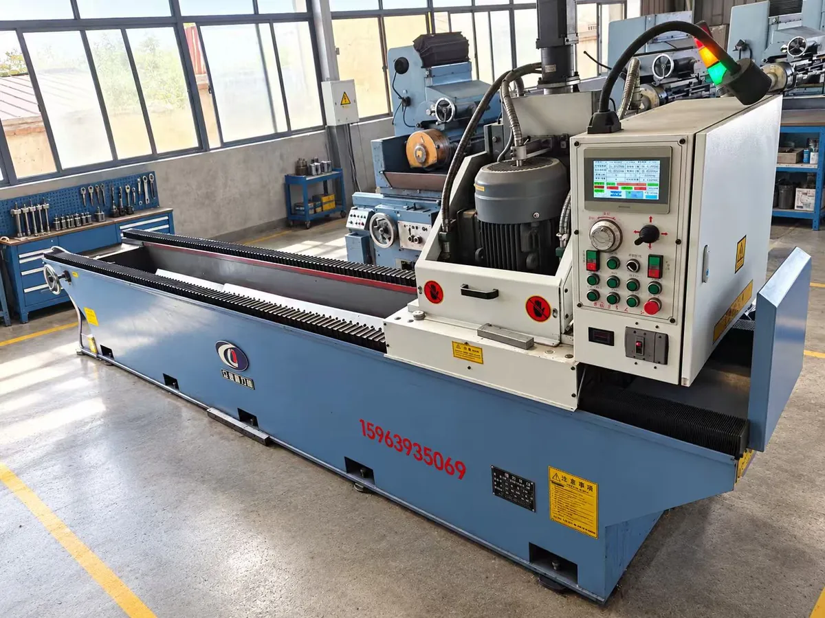 Technician grinding an industrial machine blade